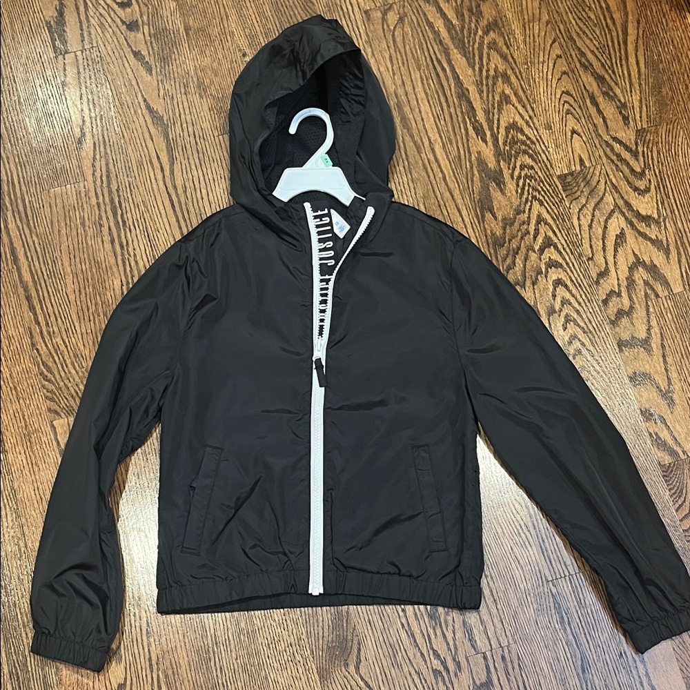 Girls Justice Black Hooded Windbreaker Jacket